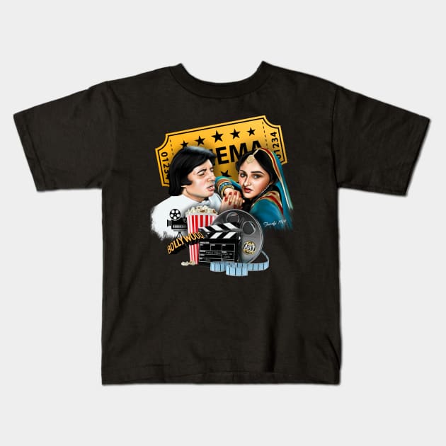 Amitabh Bachchan and Jaya Prada Kids T-Shirt by SAN ART STUDIO 